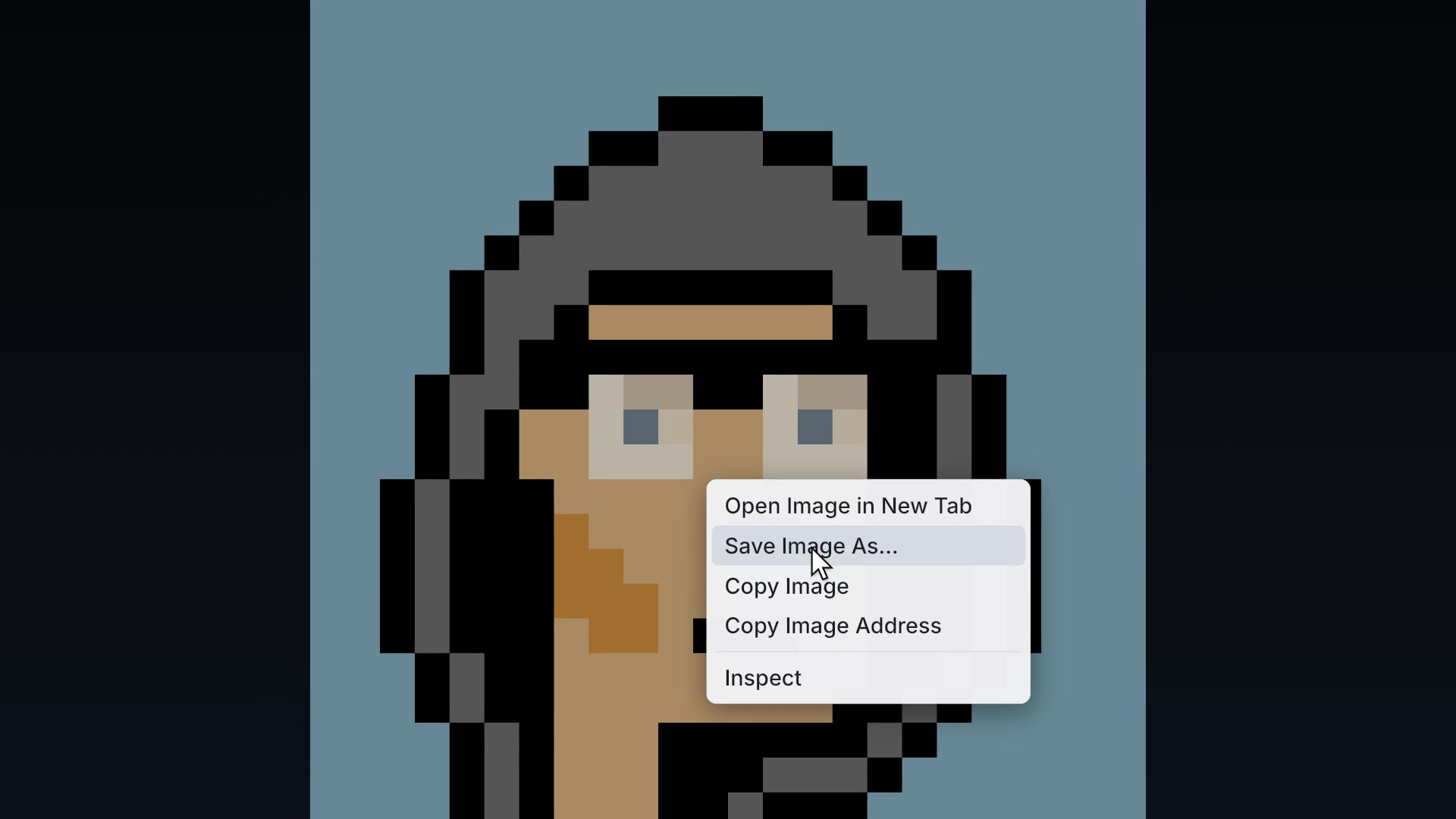 Punk number 6036 with a right-click menu open over it, from the film Right Click